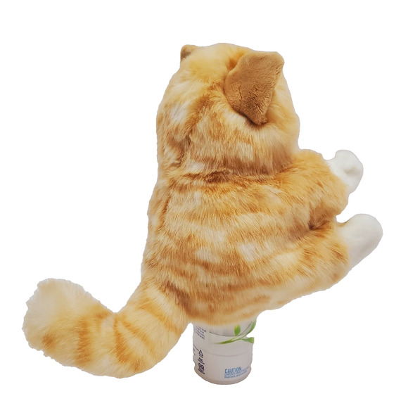 Folkmanis Orange Tabby Cat Kitten Hand Puppet Plush Fluffy Full Body Green Eyes - Picture 5 of 8